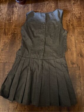 Missguided Charcoal Gray Pleated Sleeveless Dress